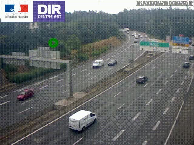 Caméra de circulation routière sur le boulevard périphérique Laurent Bonnevay de Lyon (D383) à hauteur de Bron, avant la jonction avec l'A43. Vue orientée vers l'échangeur