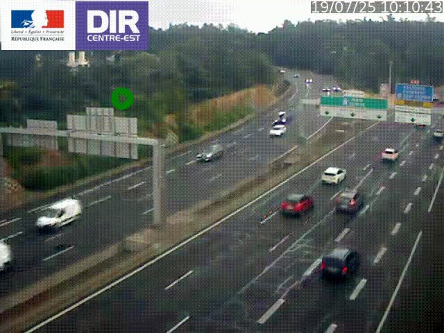 Caméra de circulation routière sur le boulevard périphérique Laurent Bonnevay de Lyon (D383) à hauteur de Bron, avant la jonction avec l'A43. Vue orientée vers l'échangeur