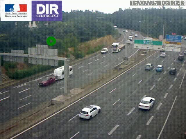 Caméra de circulation routière sur le boulevard périphérique Laurent Bonnevay de Lyon (D383) à hauteur de Bron, avant la jonction avec l'A43. Vue orientée vers l'échangeur