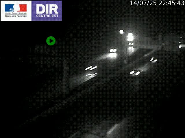 Caméra de circulation routière sur le boulevard périphérique Laurent Bonnevay de Lyon (D383) à hauteur de Bron, avant la jonction avec l'A43. Vue orientée vers l'échangeur