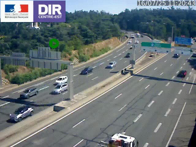Caméra de circulation routière sur le boulevard périphérique Laurent Bonnevay de Lyon (D383) à hauteur de Bron, avant la jonction avec l'A43. Vue orientée vers l'échangeur