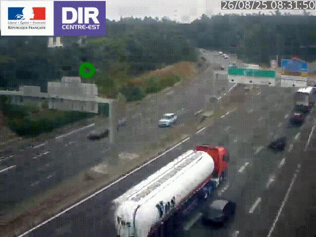 Caméra de circulation routière sur le boulevard périphérique Laurent Bonnevay de Lyon (D383) à hauteur de Bron, avant la jonction avec l'A43. Vue orientée vers l'échangeur