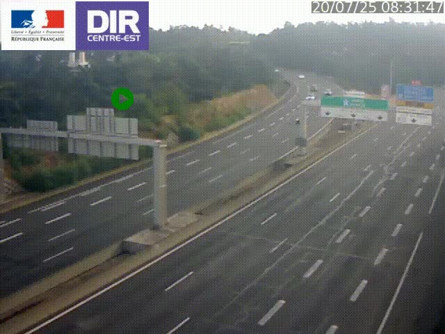 Caméra de circulation routière sur le boulevard périphérique Laurent Bonnevay de Lyon (D383) à hauteur de Bron, avant la jonction avec l'A43. Vue orientée vers l'échangeur