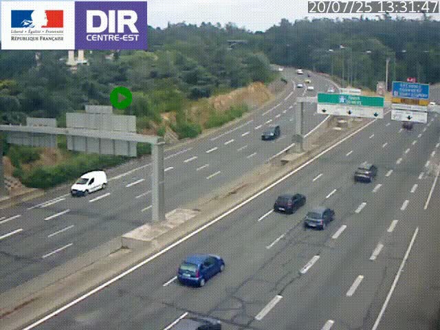 Caméra de circulation routière sur le boulevard périphérique Laurent Bonnevay de Lyon (D383) à hauteur de Bron, avant la jonction avec l'A43. Vue orientée vers l'échangeur