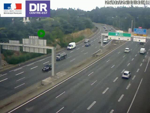 Caméra de circulation routière sur le boulevard périphérique Laurent Bonnevay de Lyon (D383) à hauteur de Bron, avant la jonction avec l'A43. Vue orientée vers l'échangeur