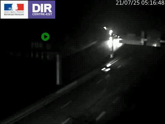 Caméra de circulation routière sur le boulevard périphérique Laurent Bonnevay de Lyon (D383) à hauteur de Bron, avant la jonction avec l'A43. Vue orientée vers l'échangeur
