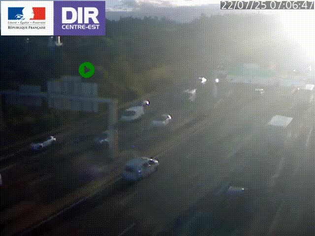 Caméra de circulation routière sur le boulevard périphérique Laurent Bonnevay de Lyon (D383) à hauteur de Bron, avant la jonction avec l'A43. Vue orientée vers l'échangeur
