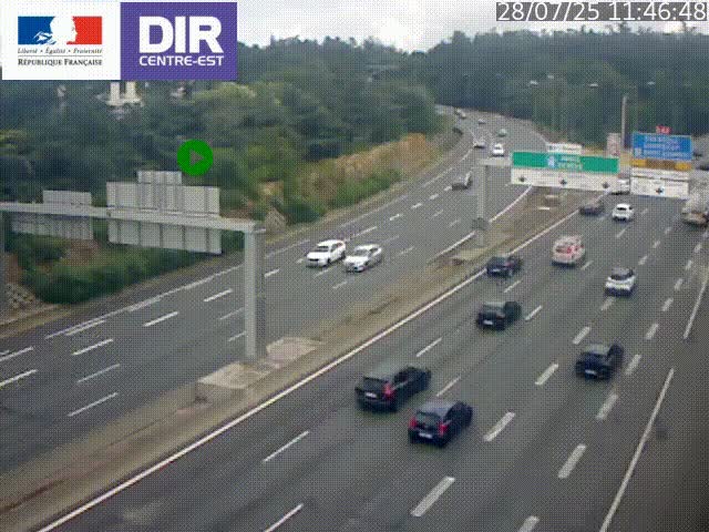 Caméra de circulation routière sur le boulevard périphérique Laurent Bonnevay de Lyon (D383) à hauteur de Bron, avant la jonction avec l'A43. Vue orientée vers l'échangeur