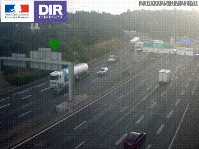 Caméra de circulation routière sur le boulevard périphérique Laurent Bonnevay de Lyon (D383) à hauteur de Bron, avant la jonction avec l'A43. Vue orientée vers l'échangeur