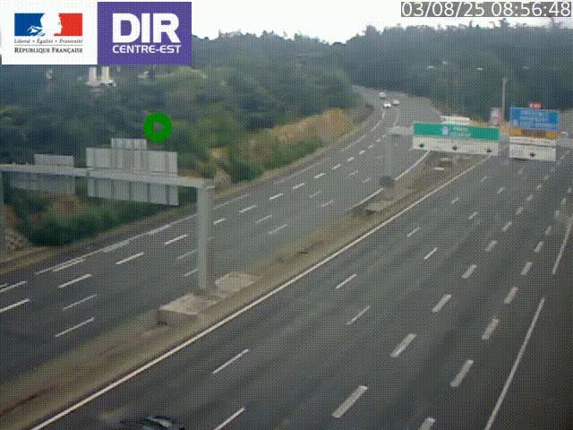 Caméra de circulation routière sur le boulevard périphérique Laurent Bonnevay de Lyon (D383) à hauteur de Bron, avant la jonction avec l'A43. Vue orientée vers l'échangeur