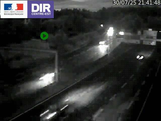 Caméra de circulation routière sur le boulevard périphérique Laurent Bonnevay de Lyon (D383) à hauteur de Bron, avant la jonction avec l'A43. Vue orientée vers l'échangeur