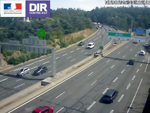 Caméra de circulation routière sur le boulevard périphérique Laurent Bonnevay de Lyon (D383) à hauteur de Bron, avant la jonction avec l'A43. Vue orientée vers l'échangeur