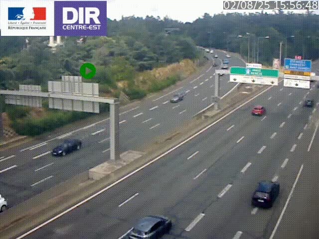 Caméra de circulation routière sur le boulevard périphérique Laurent Bonnevay de Lyon (D383) à hauteur de Bron, avant la jonction avec l'A43. Vue orientée vers l'échangeur