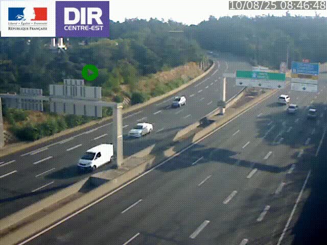 Caméra de circulation routière sur le boulevard périphérique Laurent Bonnevay de Lyon (D383) à hauteur de Bron, avant la jonction avec l'A43. Vue orientée vers l'échangeur