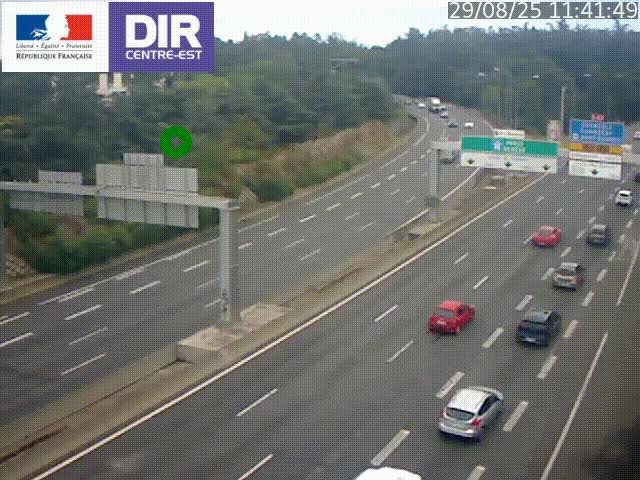 Caméra de circulation routière sur le boulevard périphérique Laurent Bonnevay de Lyon (D383) à hauteur de Bron, avant la jonction avec l'A43. Vue orientée vers l'échangeur