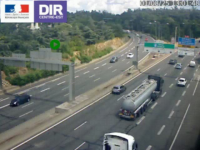 Caméra de circulation routière sur le boulevard périphérique Laurent Bonnevay de Lyon (D383) à hauteur de Bron, avant la jonction avec l'A43. Vue orientée vers l'échangeur