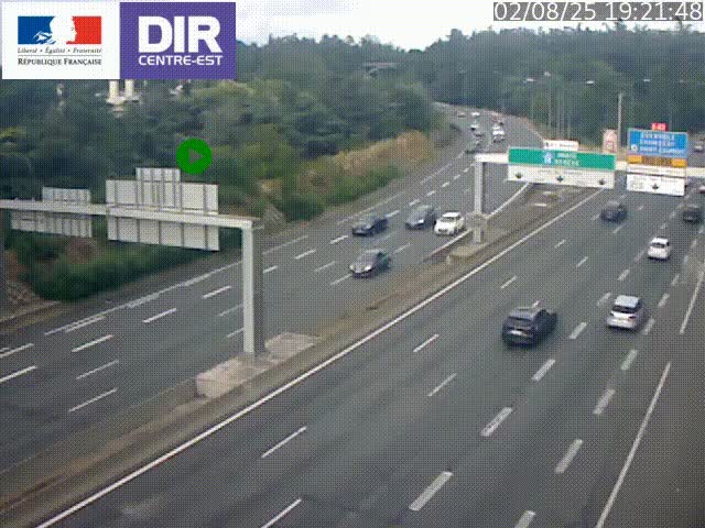 Caméra de circulation routière sur le boulevard périphérique Laurent Bonnevay de Lyon (D383) à hauteur de Bron, avant la jonction avec l'A43. Vue orientée vers l'échangeur