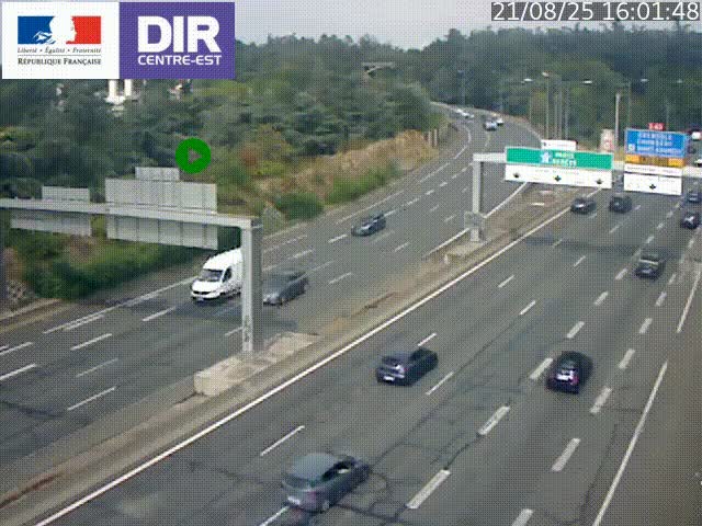 Caméra de circulation routière sur le boulevard périphérique Laurent Bonnevay de Lyon (D383) à hauteur de Bron, avant la jonction avec l'A43. Vue orientée vers l'échangeur