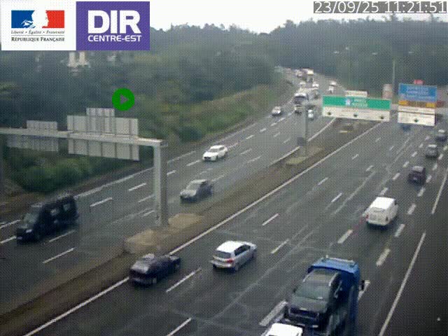 Caméra de circulation routière sur le boulevard périphérique Laurent Bonnevay de Lyon (D383) à hauteur de Bron, avant la jonction avec l'A43. Vue orientée vers l'échangeur