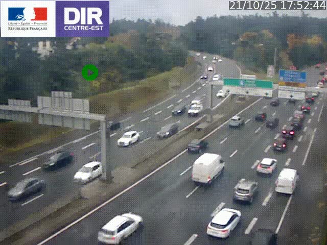 Caméra de circulation routière sur le boulevard périphérique Laurent Bonnevay de Lyon (D383) à hauteur de Bron, avant la jonction avec l'A43. Vue orientée vers l'échangeur