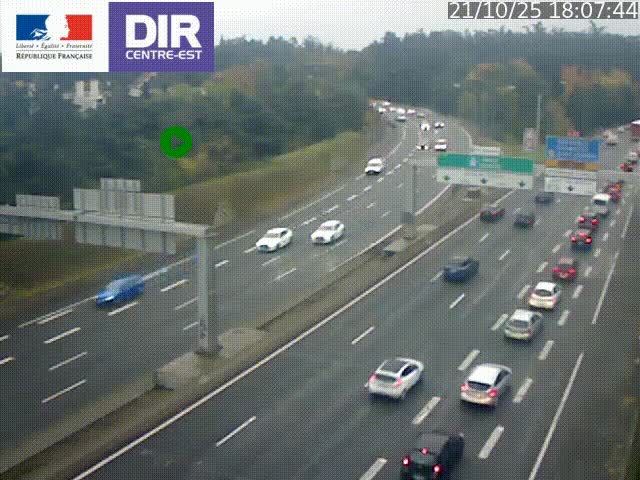 Caméra de circulation routière sur le boulevard périphérique Laurent Bonnevay de Lyon (D383) à hauteur de Bron, avant la jonction avec l'A43. Vue orientée vers l'échangeur