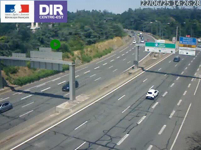 <h2>Caméra de circulation routière sur le boulevard périphérique Laurent Bonnevay de Lyon (D383) à hauteur de Bron, avant la jonction avec l'A43. Vue orientée vers l'échangeur</h2>