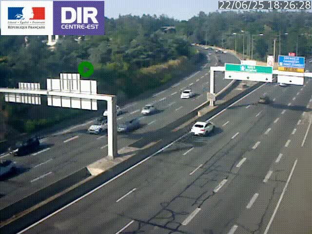 <h2>Caméra de circulation routière sur le boulevard périphérique Laurent Bonnevay de Lyon (D383) à hauteur de Bron, avant la jonction avec l'A43. Vue orientée vers l'échangeur</h2>