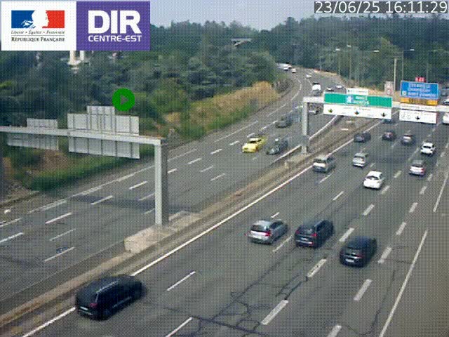 <h2>Caméra de circulation routière sur le boulevard périphérique Laurent Bonnevay de Lyon (D383) à hauteur de Bron, avant la jonction avec l'A43. Vue orientée vers l'échangeur</h2>