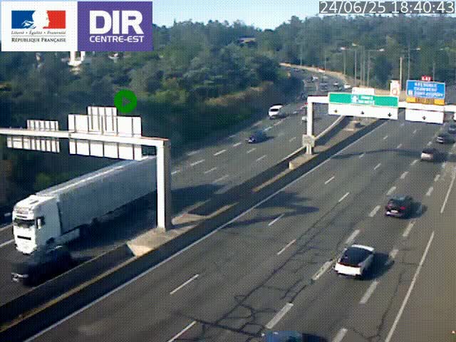 <h2>Caméra de circulation routière sur le boulevard périphérique Laurent Bonnevay de Lyon (D383) à hauteur de Bron, avant la jonction avec l'A43. Vue orientée vers l'échangeur</h2>