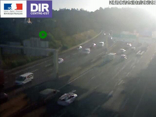 <h2>Caméra de circulation routière sur le boulevard périphérique Laurent Bonnevay de Lyon (D383) à hauteur de Bron, avant la jonction avec l'A43. Vue orientée vers l'échangeur</h2>
