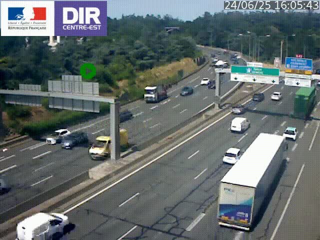<h2>Caméra de circulation routière sur le boulevard périphérique Laurent Bonnevay de Lyon (D383) à hauteur de Bron, avant la jonction avec l'A43. Vue orientée vers l'échangeur</h2>