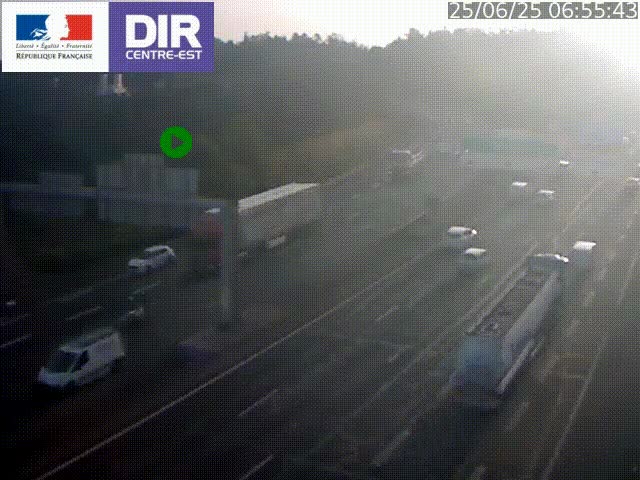 <h2>Caméra de circulation routière sur le boulevard périphérique Laurent Bonnevay de Lyon (D383) à hauteur de Bron, avant la jonction avec l'A43. Vue orientée vers l'échangeur</h2>