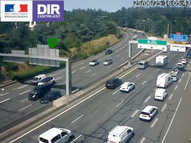 <h2>Caméra de circulation routière sur le boulevard périphérique Laurent Bonnevay de Lyon (D383) à hauteur de Bron, avant la jonction avec l'A43. Vue orientée vers l'échangeur</h2>