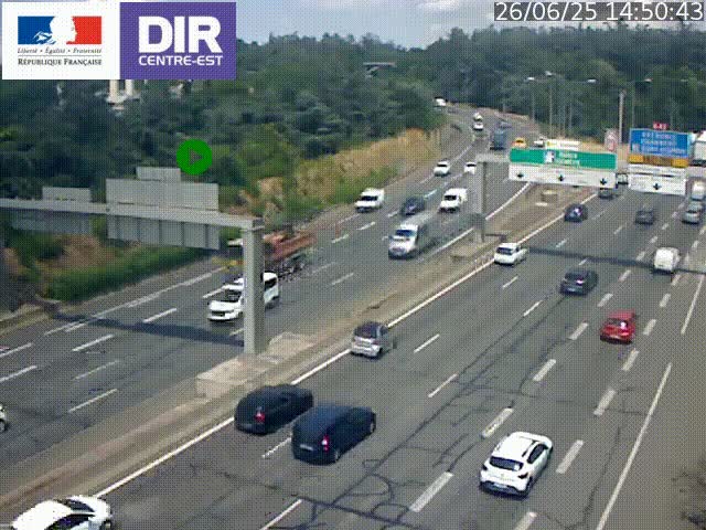 <h2>Caméra de circulation routière sur le boulevard périphérique Laurent Bonnevay de Lyon (D383) à hauteur de Bron, avant la jonction avec l'A43. Vue orientée vers l'échangeur</h2>