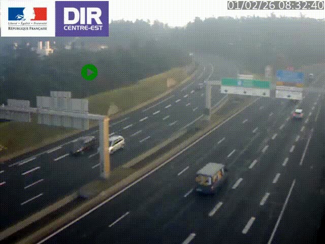 Caméra de circulation routière sur le boulevard périphérique Laurent Bonnevay de Lyon (D383) à hauteur de Bron, avant la jonction avec l'A43. Vue orientée vers l'échangeur