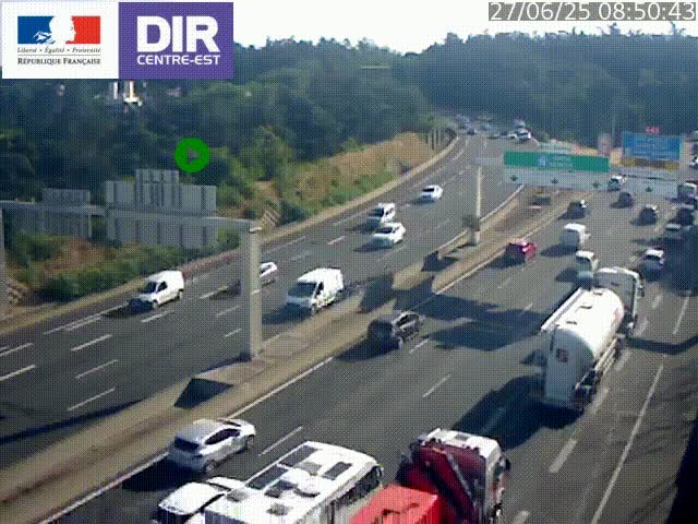 <h2>Caméra de circulation routière sur le boulevard périphérique Laurent Bonnevay de Lyon (D383) à hauteur de Bron, avant la jonction avec l'A43. Vue orientée vers l'échangeur</h2>
