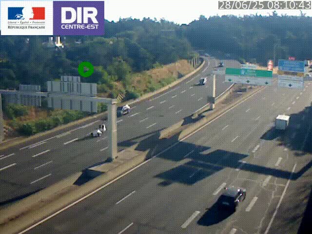 <h2>Caméra de circulation routière sur le boulevard périphérique Laurent Bonnevay de Lyon (D383) à hauteur de Bron, avant la jonction avec l'A43. Vue orientée vers l'échangeur</h2>