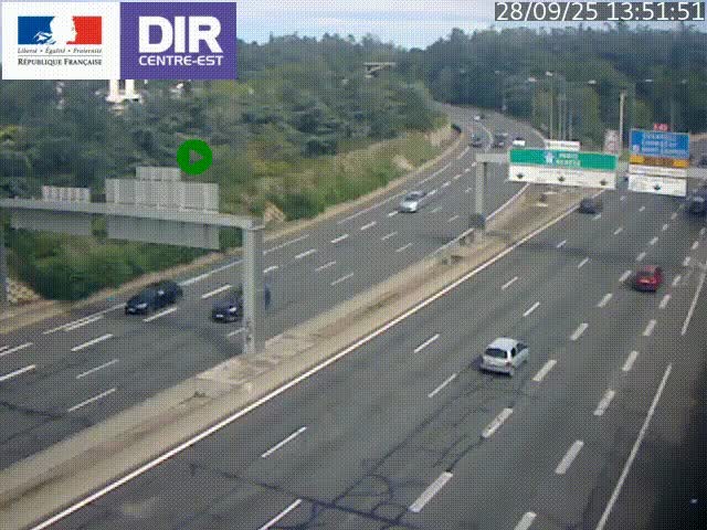 <h2>Caméra de circulation routière sur le boulevard périphérique Laurent Bonnevay de Lyon (D383) à hauteur de Bron, avant la jonction avec l'A43. Vue orientée vers l'échangeur</h2>