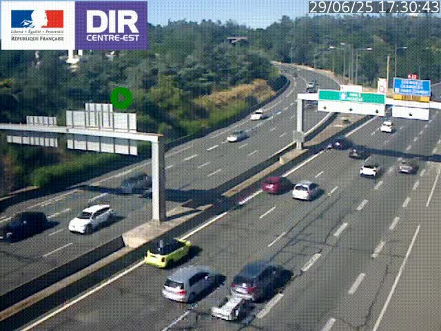 <h2>Caméra de circulation routière sur le boulevard périphérique Laurent Bonnevay de Lyon (D383) à hauteur de Bron, avant la jonction avec l'A43. Vue orientée vers l'échangeur</h2>
