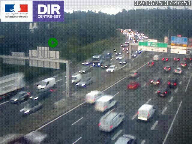 <h2>Caméra de circulation routière sur le boulevard périphérique Laurent Bonnevay de Lyon (D383) à hauteur de Bron, avant la jonction avec l'A43. Vue orientée vers l'échangeur</h2>