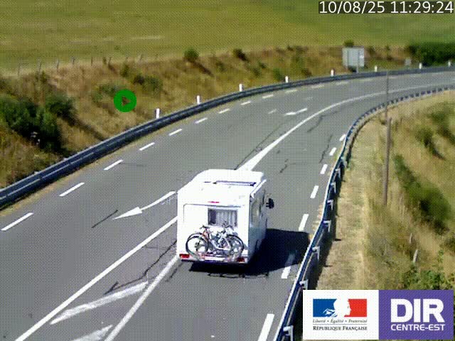 Webcam sur le col Pin Bouchain, vue orientée vers Roanne, en provenance de Lyon sur la nationale 7 (N7)