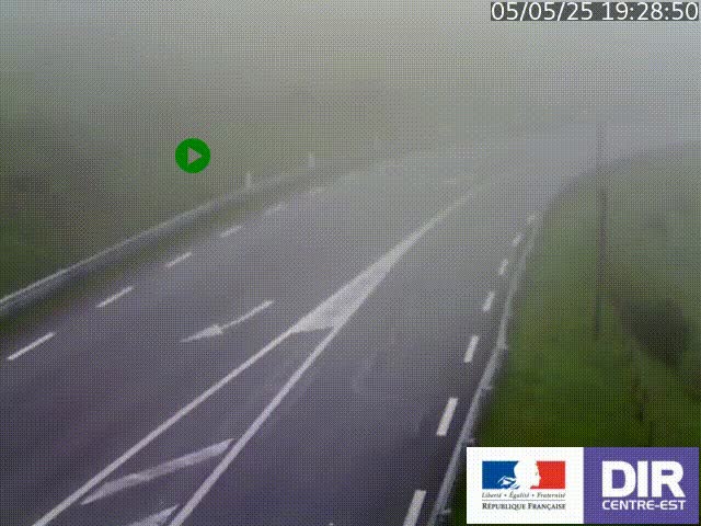 Webcam sur le col Pin Bouchain, vue orientée vers Roanne, en provenance de Lyon sur la nationale 7 (N7)