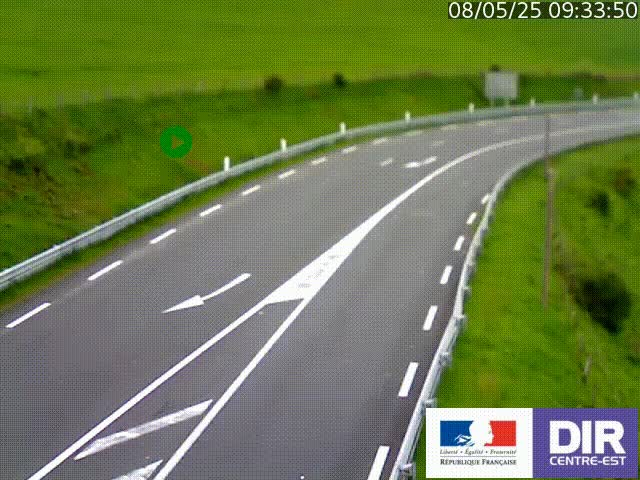 Webcam sur le col Pin Bouchain, vue orientée vers Roanne, en provenance de Lyon sur la nationale 7 (N7)