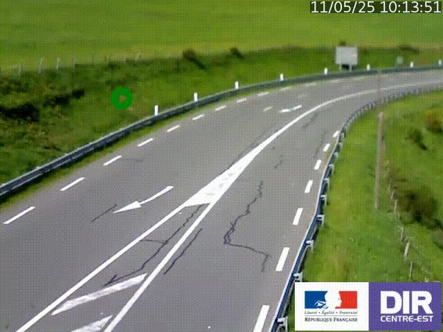 Webcam sur le col Pin Bouchain, vue orientée vers Roanne, en provenance de Lyon sur la nationale 7 (N7)