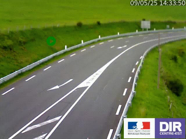 Webcam sur le col Pin Bouchain, vue orientée vers Roanne, en provenance de Lyon sur la nationale 7 (N7)