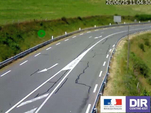 Webcam sur le col Pin Bouchain, vue orientée vers Roanne, en provenance de Lyon sur la nationale 7 (N7)