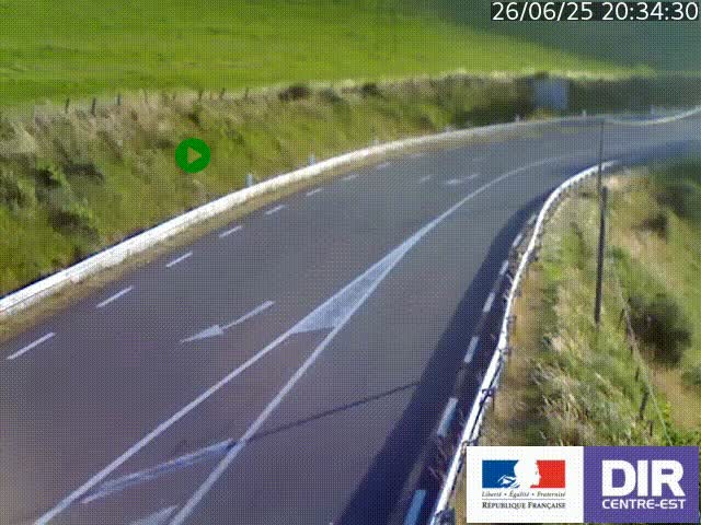 Webcam sur le col Pin Bouchain, vue orientée vers Roanne, en provenance de Lyon sur la nationale 7 (N7)