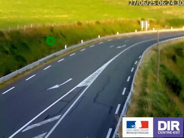 Webcam sur le col Pin Bouchain, vue orientée vers Roanne, en provenance de Lyon sur la nationale 7 (N7)