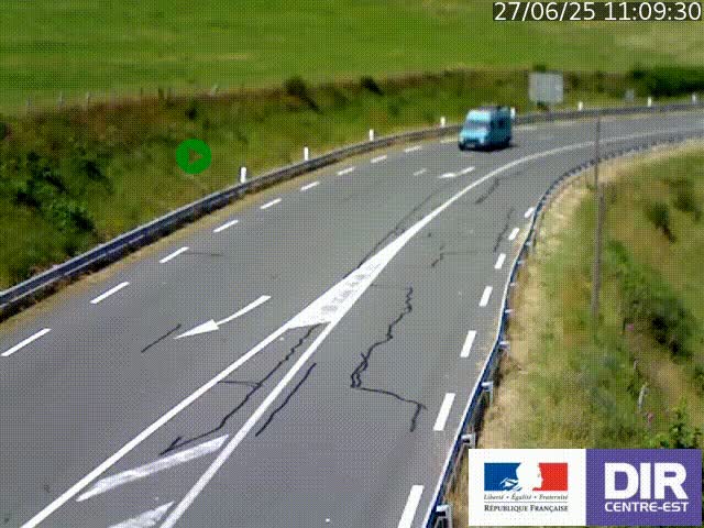 Webcam sur le col Pin Bouchain, vue orientée vers Roanne, en provenance de Lyon sur la nationale 7 (N7)