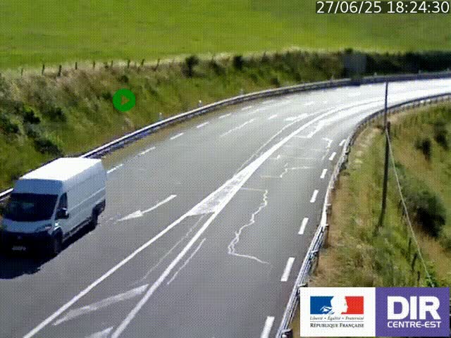 Webcam sur le col Pin Bouchain, vue orientée vers Roanne, en provenance de Lyon sur la nationale 7 (N7)
